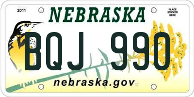 NE license plate BQJ990