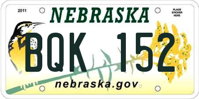 NE license plate BQK152