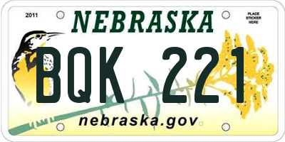 NE license plate BQK221