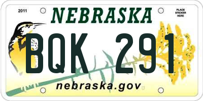 NE license plate BQK291