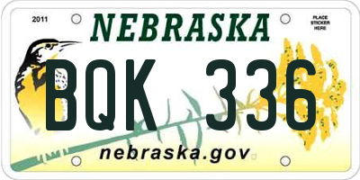 NE license plate BQK336
