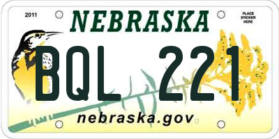 NE license plate BQL221
