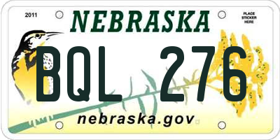 NE license plate BQL276