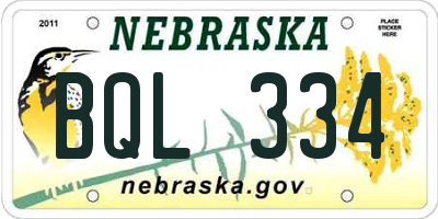 NE license plate BQL334