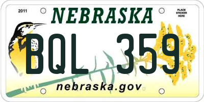 NE license plate BQL359