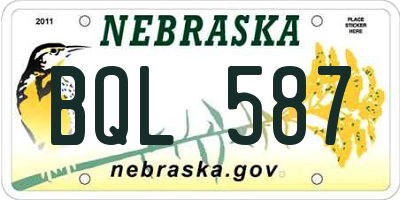 NE license plate BQL587