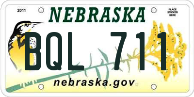 NE license plate BQL711