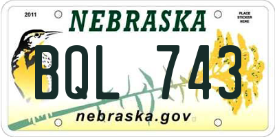 NE license plate BQL743