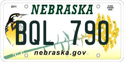 NE license plate BQL790