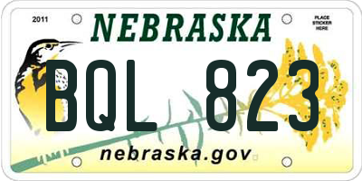 NE license plate BQL823