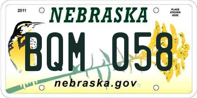 NE license plate BQM058