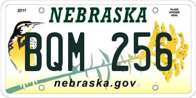 NE license plate BQM256