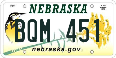 NE license plate BQM451