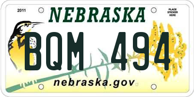 NE license plate BQM494