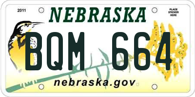 NE license plate BQM664