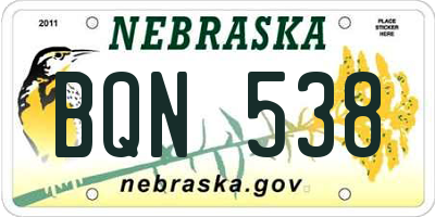 NE license plate BQN538