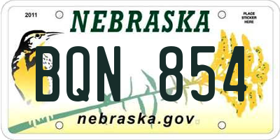 NE license plate BQN854