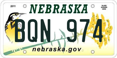 NE license plate BQN974