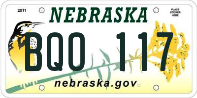NE license plate BQO117