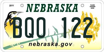 NE license plate BQO122