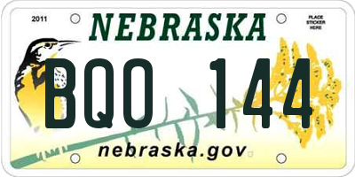 NE license plate BQO144