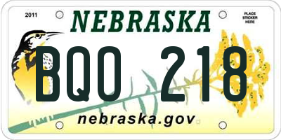 NE license plate BQO218