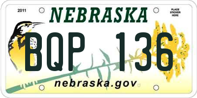 NE license plate BQP136