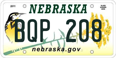 NE license plate BQP208