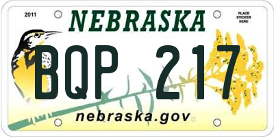 NE license plate BQP217