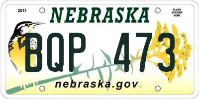 NE license plate BQP473