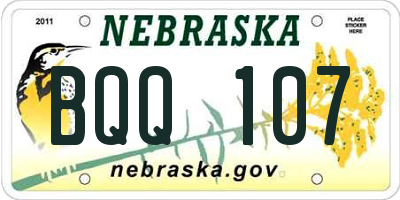 NE license plate BQQ107