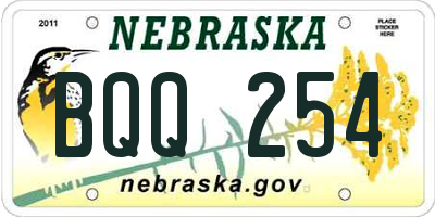 NE license plate BQQ254