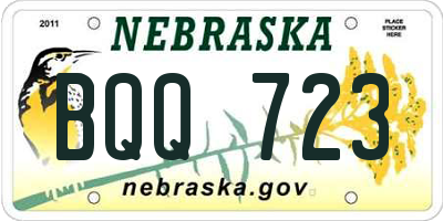 NE license plate BQQ723