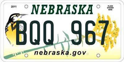 NE license plate BQQ967