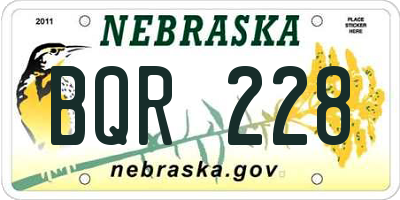 NE license plate BQR228