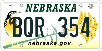 NE license plate BQR354