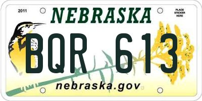 NE license plate BQR613
