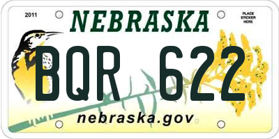 NE license plate BQR622