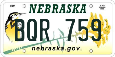 NE license plate BQR759