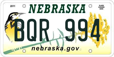 NE license plate BQR994