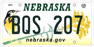 NE license plate BQS207