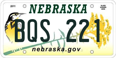 NE license plate BQS221