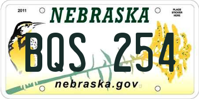 NE license plate BQS254