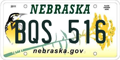 NE license plate BQS516