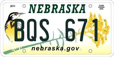 NE license plate BQS671