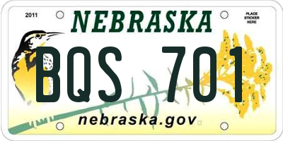 NE license plate BQS701