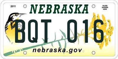 NE license plate BQT016