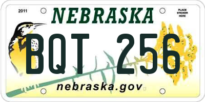 NE license plate BQT256