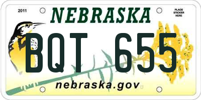 NE license plate BQT655