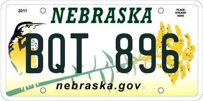 NE license plate BQT896